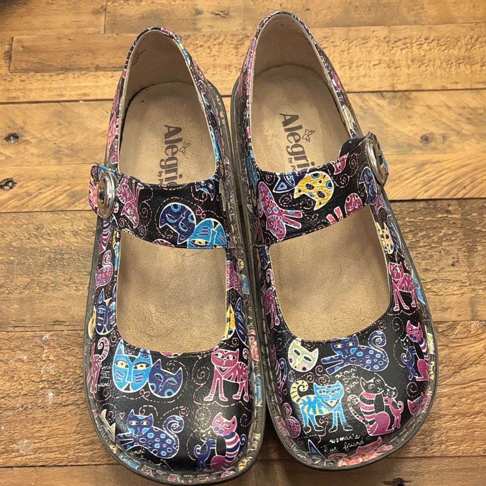 Alegria Cat Print Mary Jane Shoes size 39 - Picture 2 of 7